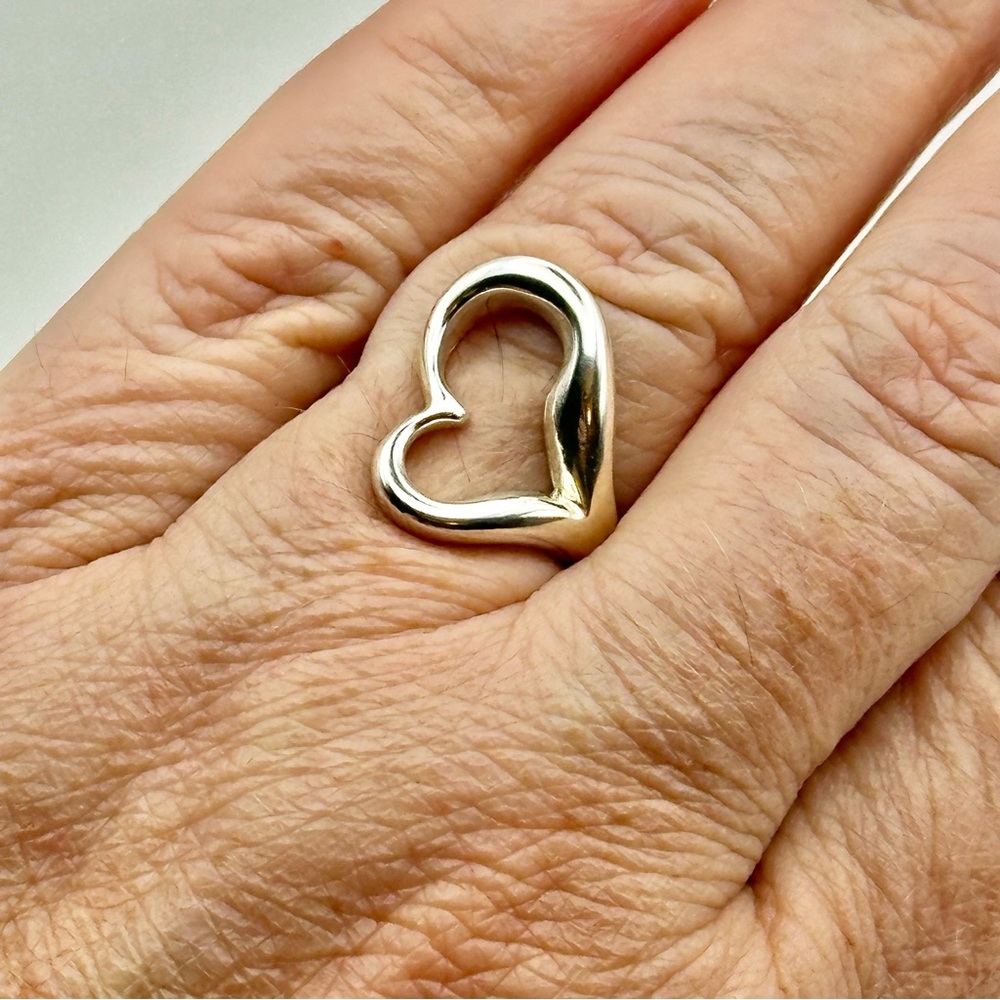 Tiffany & Co Silver Elsa Peretti Open Heart Ring Size 6.25 - Picture 6 of 6